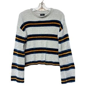 Volcom Women's Bubble Tea‎ Sweater Size S Beige Striped Soft Boxy Fit Retro